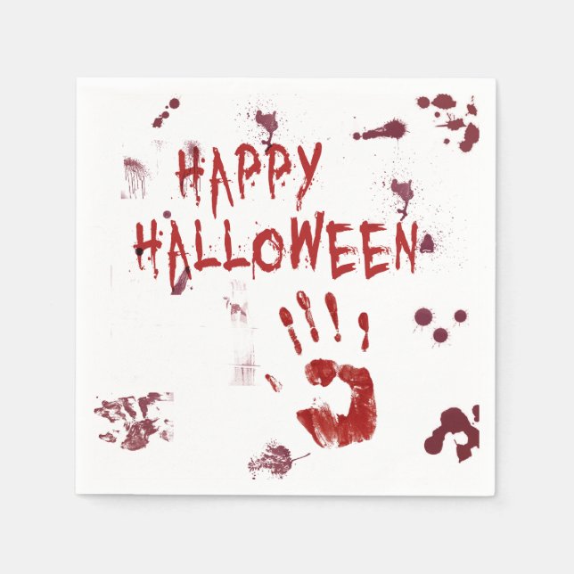 Bloody Handprint Halloween - Paper Napkin (Front)