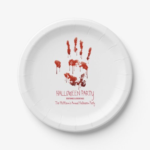 Bloody Handprint Halloween Paper Plates