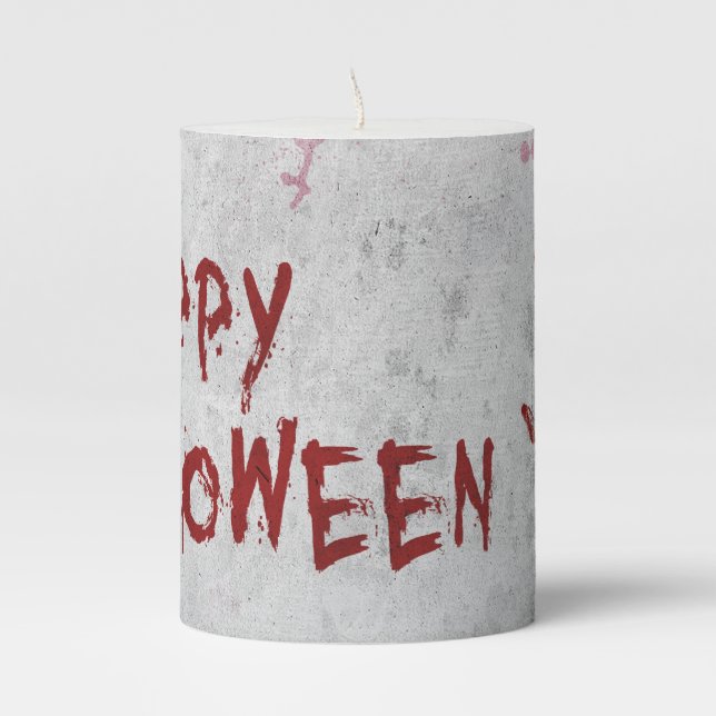 Bloody Handprint Halloween Pillar Candle (Front)
