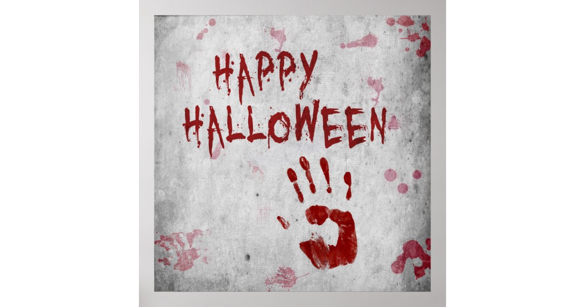 Bloody Handprint Halloween Poster | Zazzle