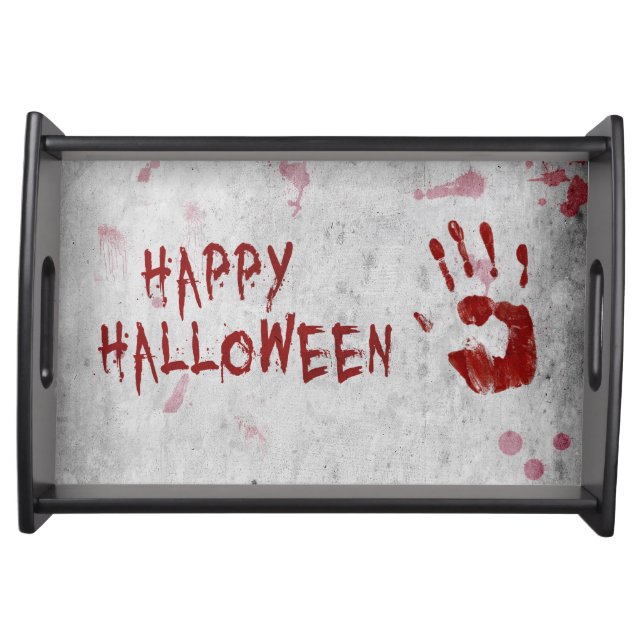 Bloody Handprint Halloween Serving Tray (Front)
