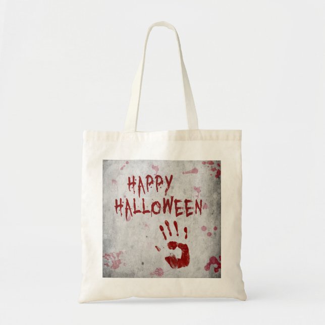 Bloody Handprint Halloween Tote Bag (Front)