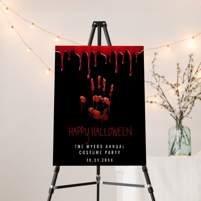 Bloody Handprint Halloween Welcome Sign (In Situ (Stand))
