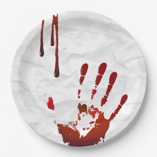 Bloody handprint paper plates (Front)