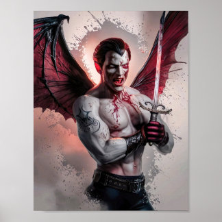 Bloody Handsome Vampire Warrior Poster Art