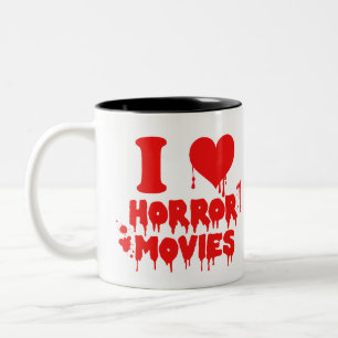 Bloody I Love Heart Horror Movies Two-Tone Coffee Mug