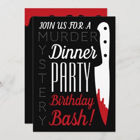 Bloody Knife, Murder Mystery Birthday Party Invitation