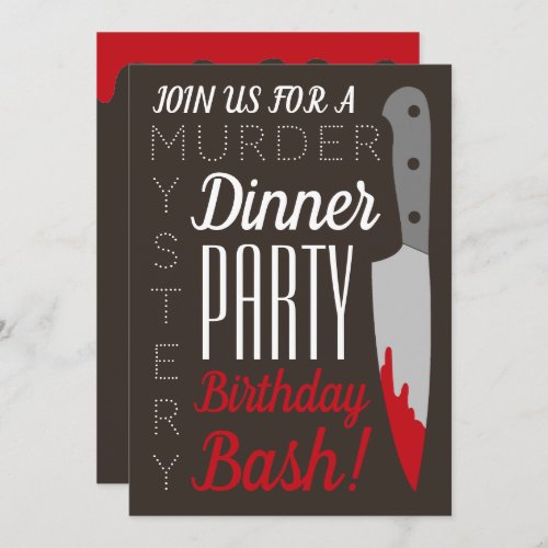 Bloody Knife Murder Mystery Birthday Party Invitation