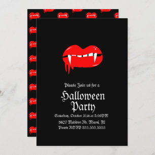 Bloody Lips Vampire Halloween Birthday Party Invitation