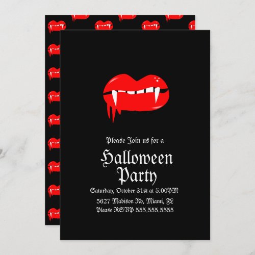 Bloody Lips Vampire Halloween Birthday Party  Invitation