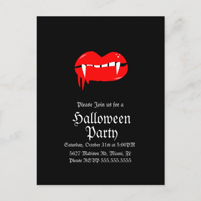 Bloody Lips Vampire Halloween Birthday Party  Postcard (Front)