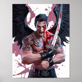 Bloody Male Vampire Warrior Poster Art