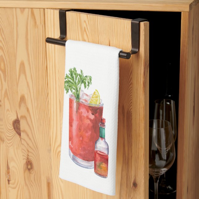 Bloody Mary and Hot Sauce Kitchen Towel (Thirds Fold)