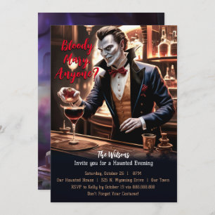 "Bloody Mary Anyone?, Vampire Halloween Invitation