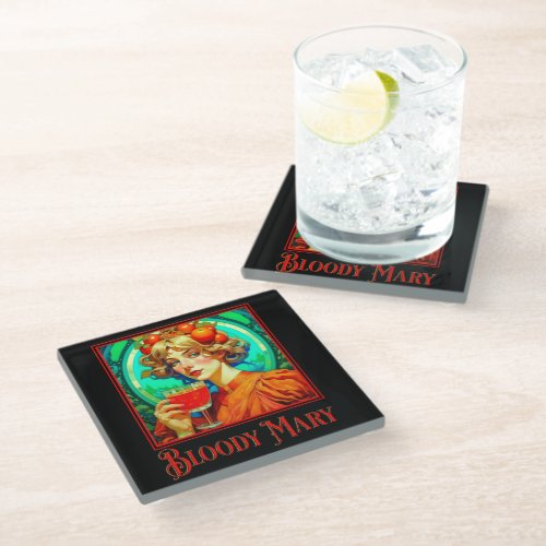 Bloody Mary Art Nouveau Glass Coaster