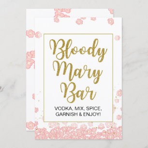 Bloody Mary Bar Sign Pink and Gold Bridal Shower Invitation