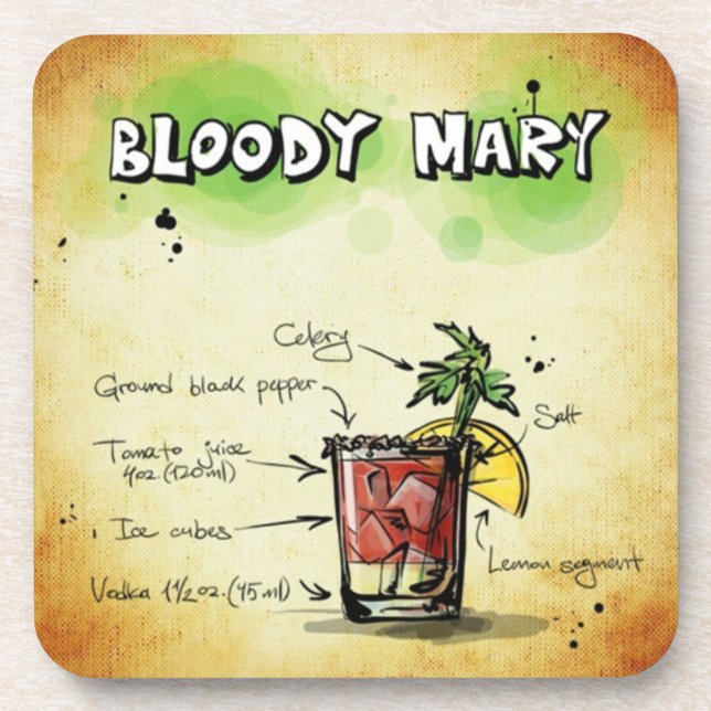 Bloody Mary Bartender Drink Recipe Drink Coaster (Front)