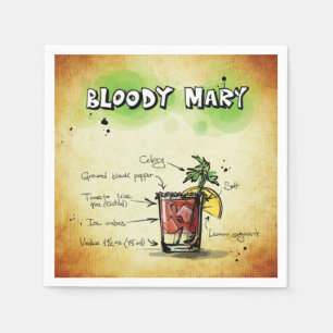 Bloody Mary Bartender Drink Recipe Napkins