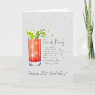 Bloody Mary Cocktail 21st Happy Birthday Card
