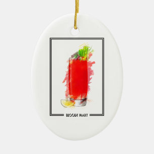 Bloody Mary Cocktail Marker Sketch Ceramic Ornament