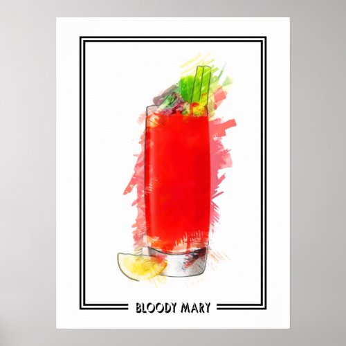 Bloody Mary Cocktail Marker Sketch Poster