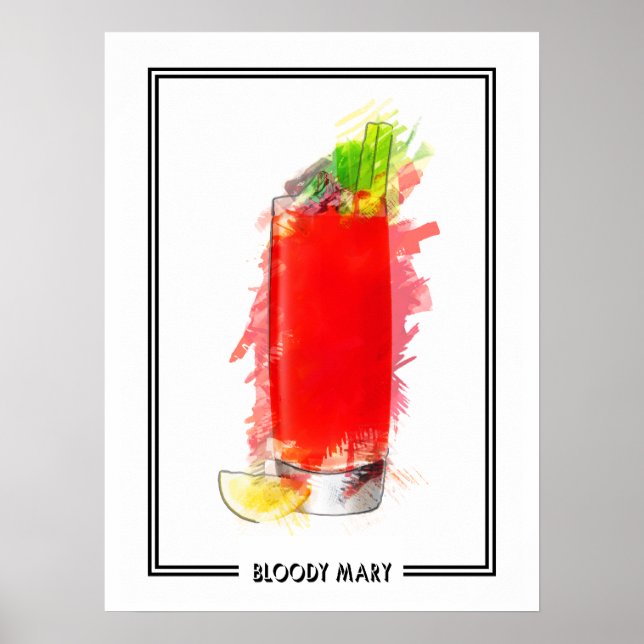 Bloody Mary Cocktail Marker Sketch Poster (Front)