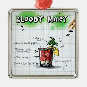 Bloody Mary Cocktail Metal Ornament