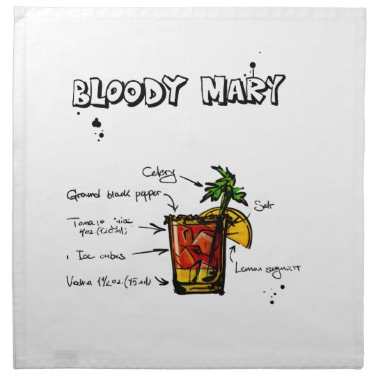 Bloody Mary Cocktail Recipe Cloth Napkin