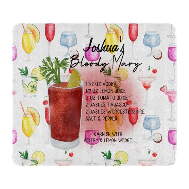 Bloody Mary Cocktail Recipe Personalized Cutting Board (Front)