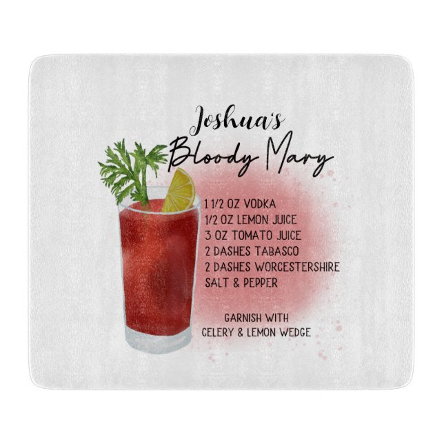 Bloody Mary Cocktail Recipe Personalized  Cutting Board (Front)