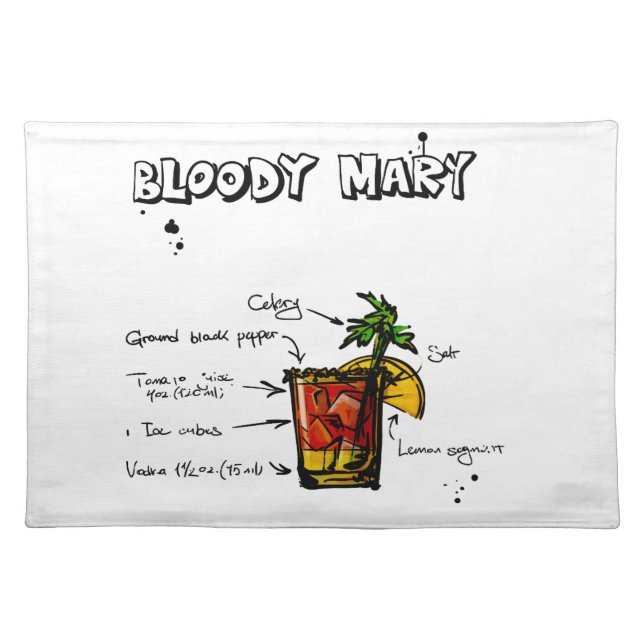 Bloody Mary Cocktail Recipe Placemat (Front)