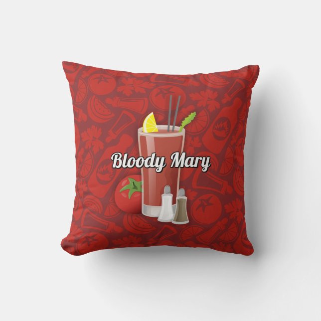 Bloody Mary Cocktail Throw Pillow (Front)