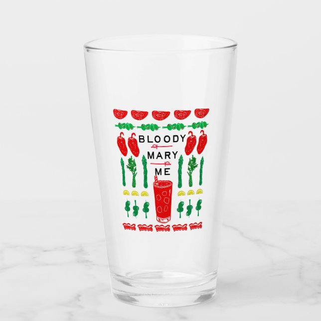 Bloody Mary Glass - Block Print Design (Front)