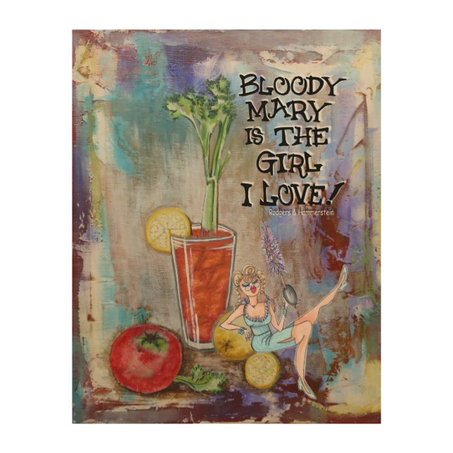 Bloody Mary Kitchen Bar Cocktail Wood Wall Art (Front)