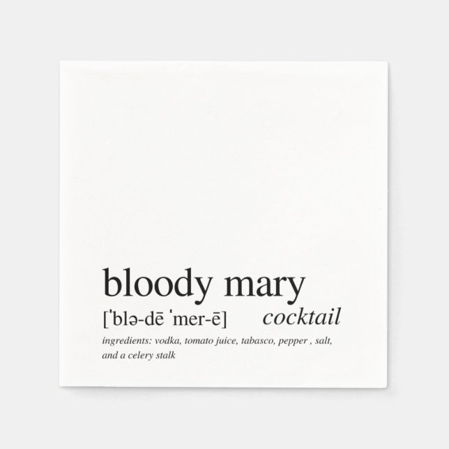 Bloody Mary Modern Quote Black Typography Cocktail Napkins (Front)
