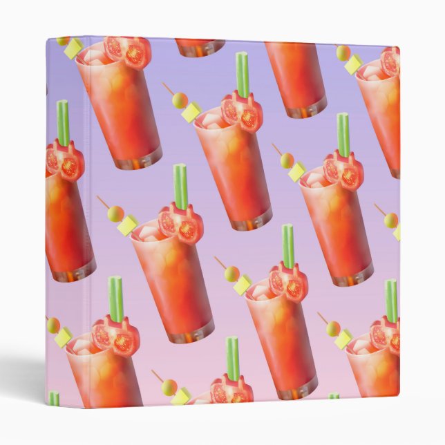 Bloody Mary Pattern: Surreal Tomato Repeat Art 3 Ring Binder (Front/Spine)
