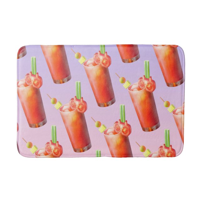 Bloody Mary Pattern: Surreal Tomato Repeat Art Bath Mat (Front)