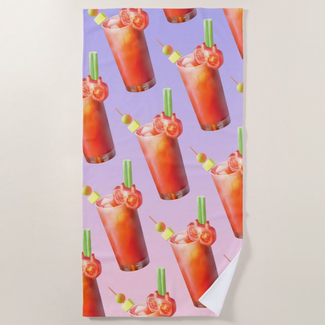 Bloody Mary Pattern: Surreal Tomato Repeat Art Beach Towel (Front)