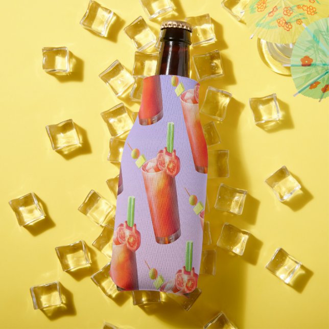 Bloody Mary Pattern: Surreal Tomato Repeat Art Bottle Cooler (In Situ Summer)