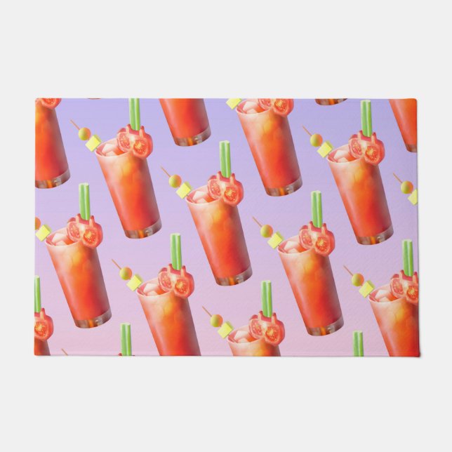 Bloody Mary Pattern: Surreal Tomato Repeat Art Doormat (Front)