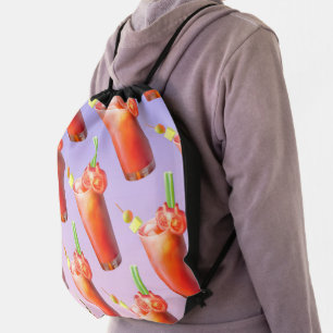 Bloody Mary Pattern: Surreal Tomato Repeat Art Drawstring Bag