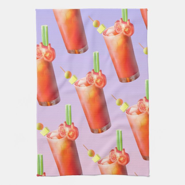 Bloody Mary Pattern: Surreal Tomato Repeat Art Kitchen Towel (Vertical)