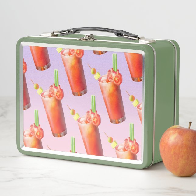 Bloody Mary Pattern: Surreal Tomato Repeat Art Metal Lunch Box (In Situ)