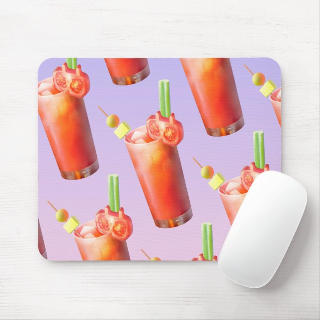 Bloody Mary Pattern: Surreal Tomato Repeat Art Mouse Pad (With Mouse)