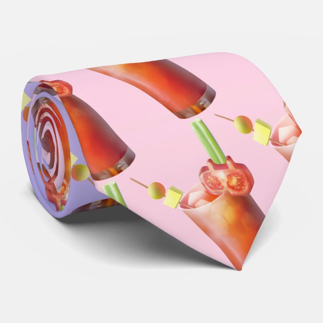 Bloody Mary Pattern: Surreal Tomato Repeat Art Neck Tie (Rolled)