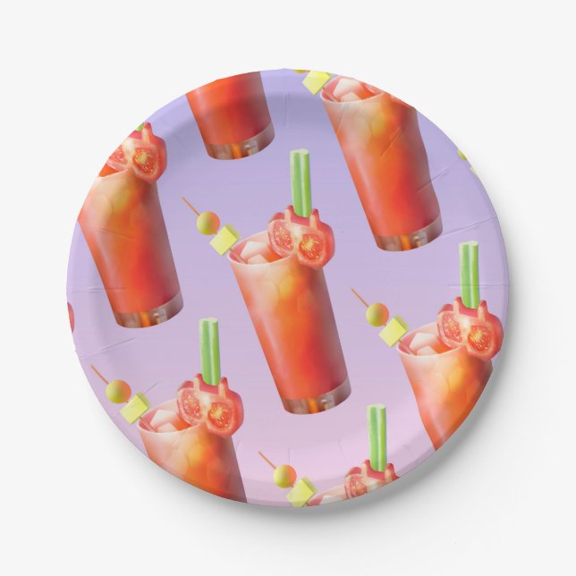 Bloody Mary Pattern: Surreal Tomato Repeat Art Paper Plates (Front)