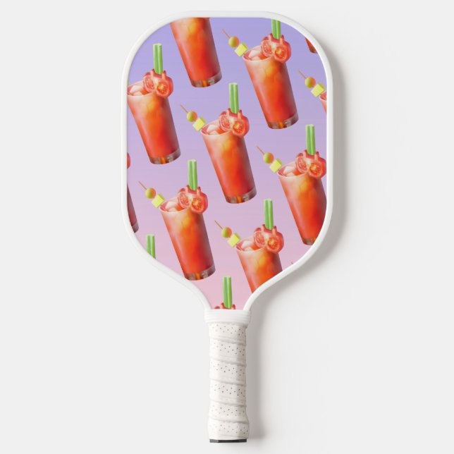 Bloody Mary Pattern: Surreal Tomato Repeat Art Pickleball Paddle (Front)