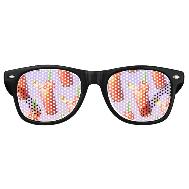 Bloody Mary Pattern: Surreal Tomato Repeat Art Retro Sunglasses (Front)