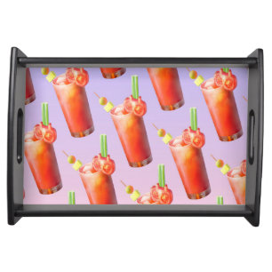 Bloody Mary Pattern: Surreal Tomato Repeat Art Serving Tray
