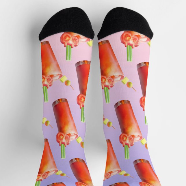 Bloody Mary Pattern: Surreal Tomato Repeat Art Socks (Top)